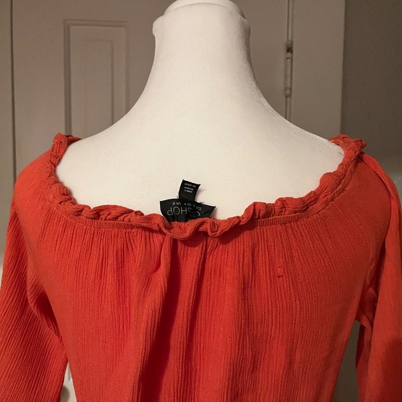 Burnt orange boho off/on shoulders romper - Picture 5 of 15